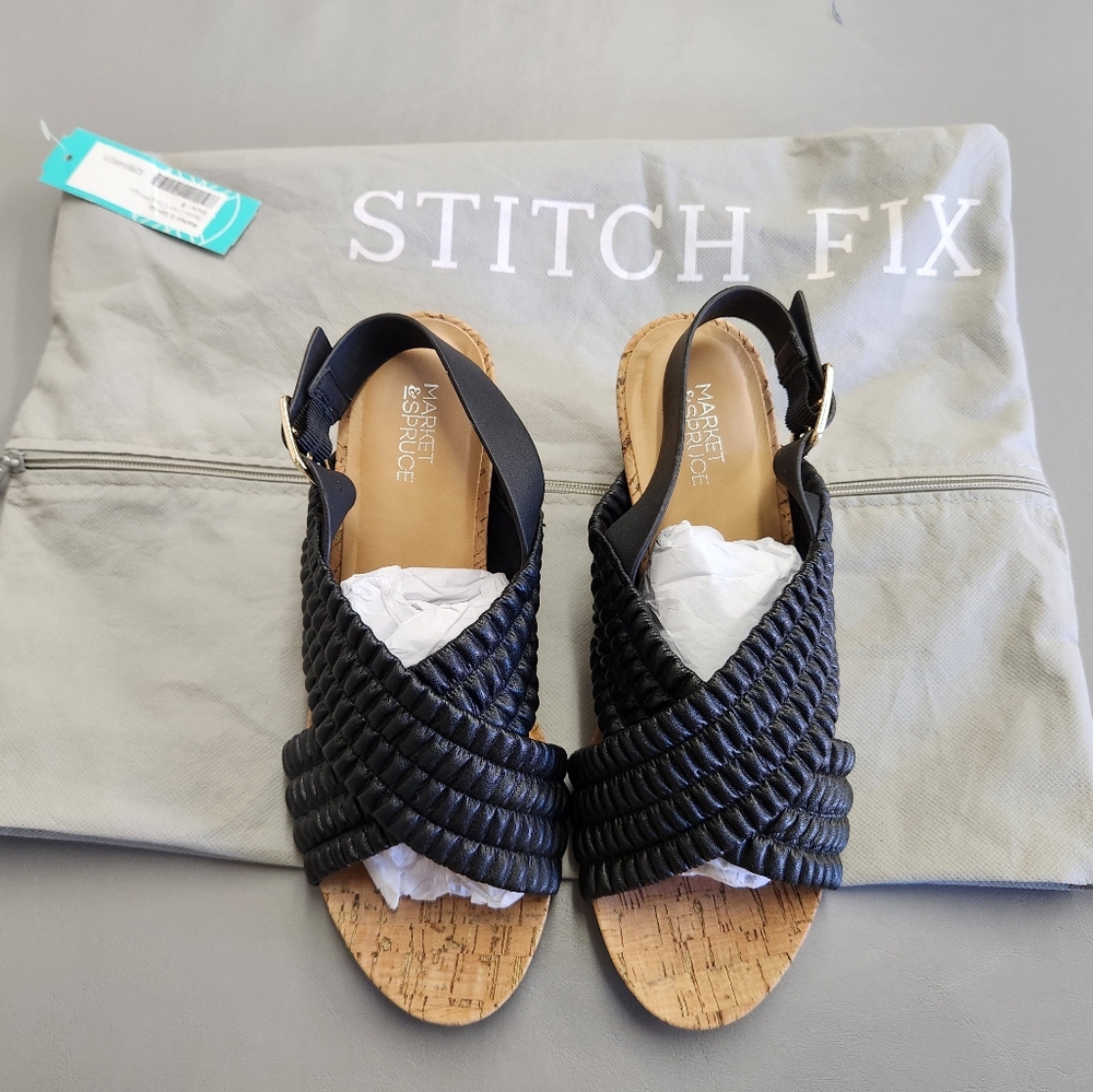 Marc Fisher Black Braided Sandals
